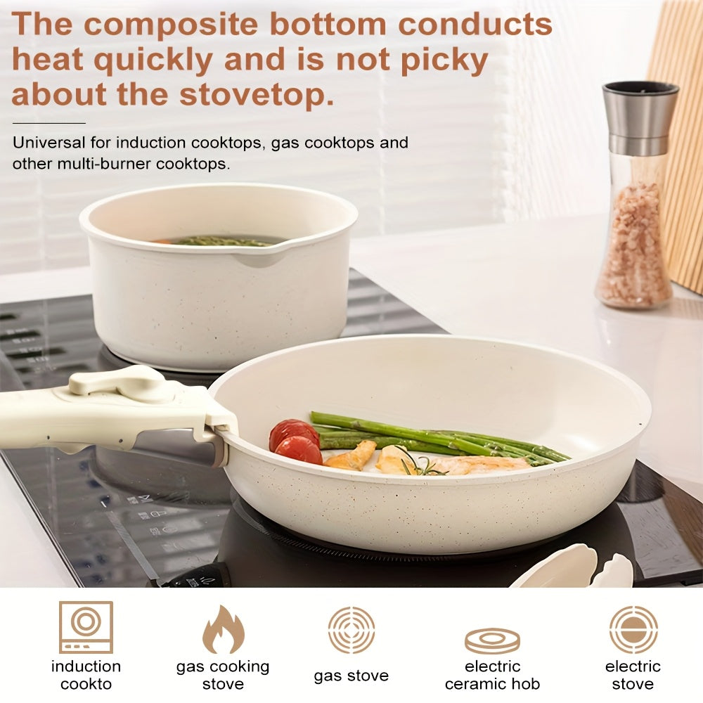 17-Piece Ceramic Cookware Set – Includes Removable Handles and Deep Frying Pan