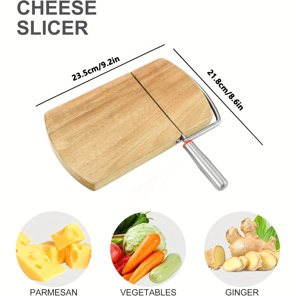 Artisan Acacia Cheese Slicer – Stainless Steel Blade on Elegant Wood Base