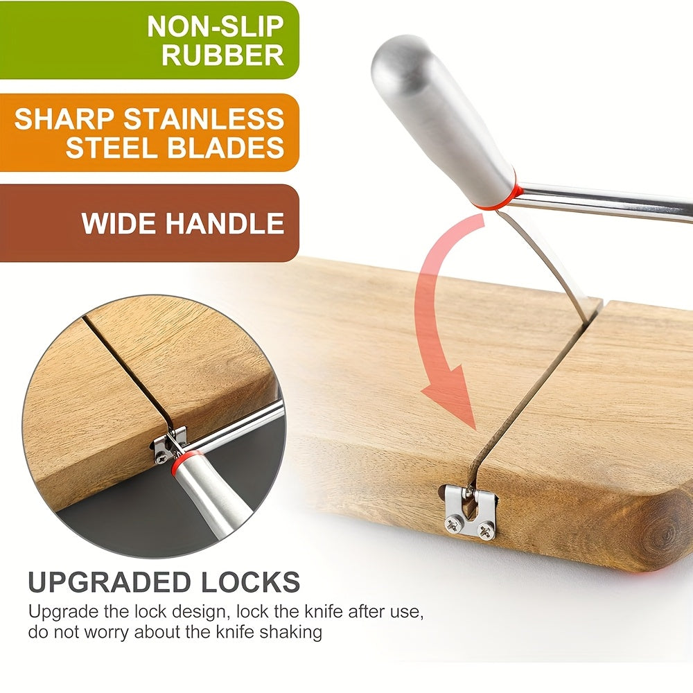 Artisan Acacia Cheese Slicer – Stainless Steel Blade on Elegant Wood Base