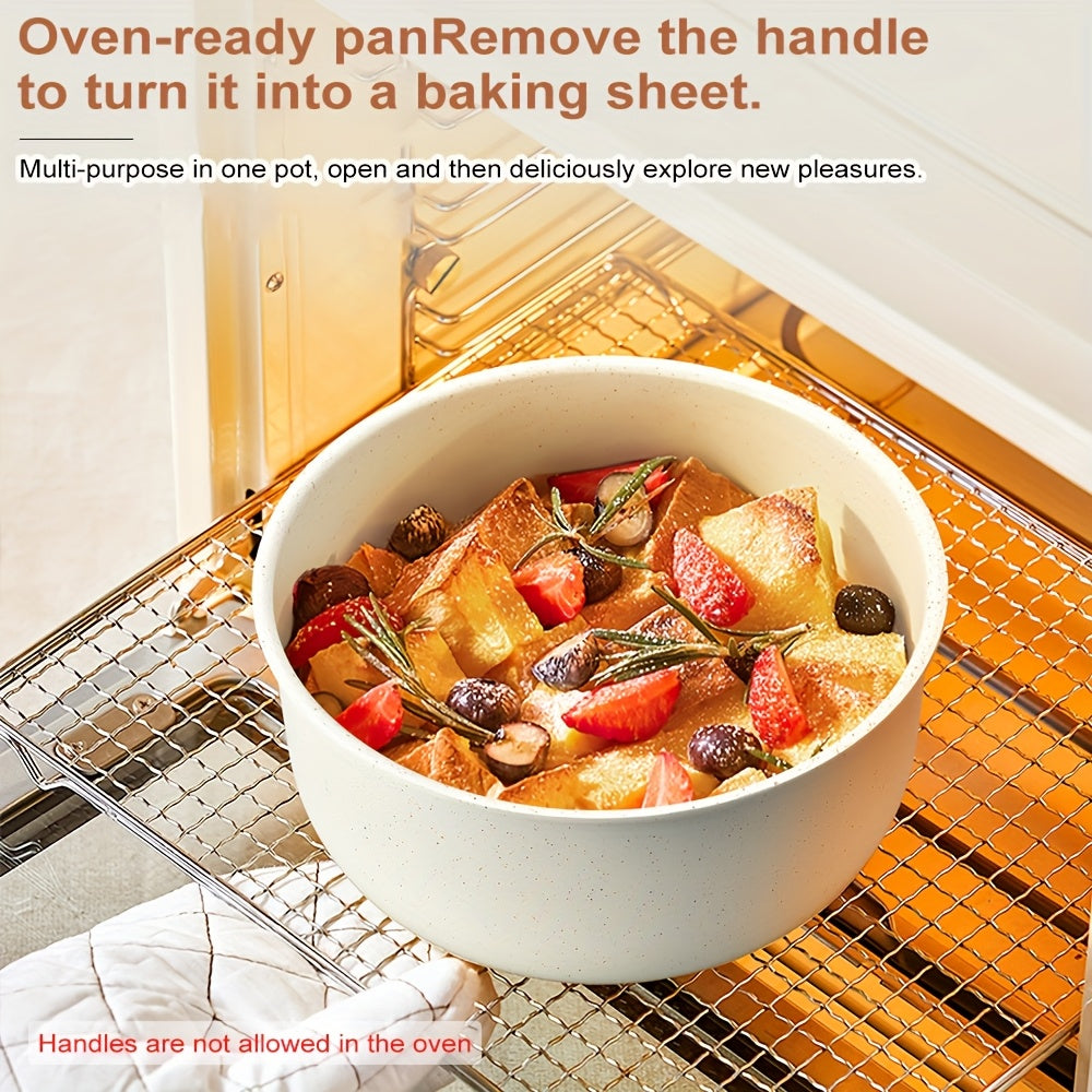 17-Piece Ceramic Cookware Set – Includes Removable Handles and Deep Frying Pan