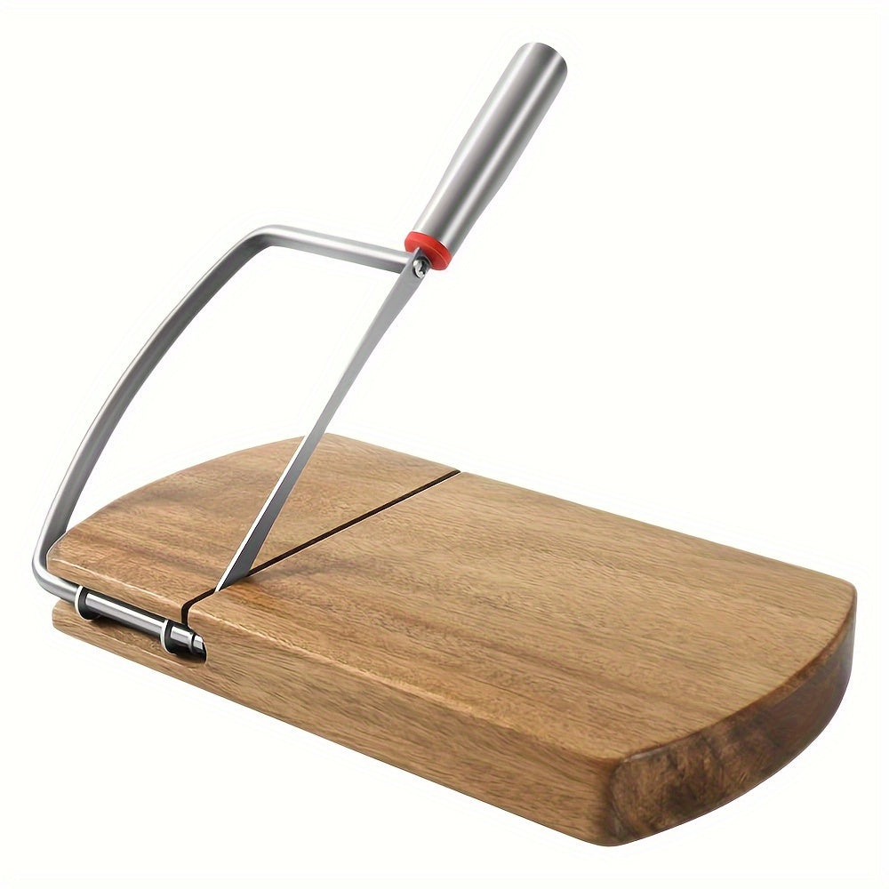 Artisan Acacia Cheese Slicer – Stainless Steel Blade on Elegant Wood Base