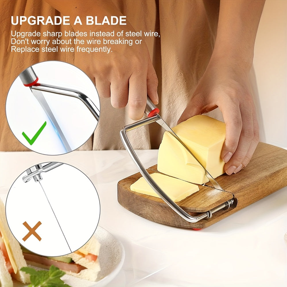 Artisan Acacia Cheese Slicer – Stainless Steel Blade on Elegant Wood Base