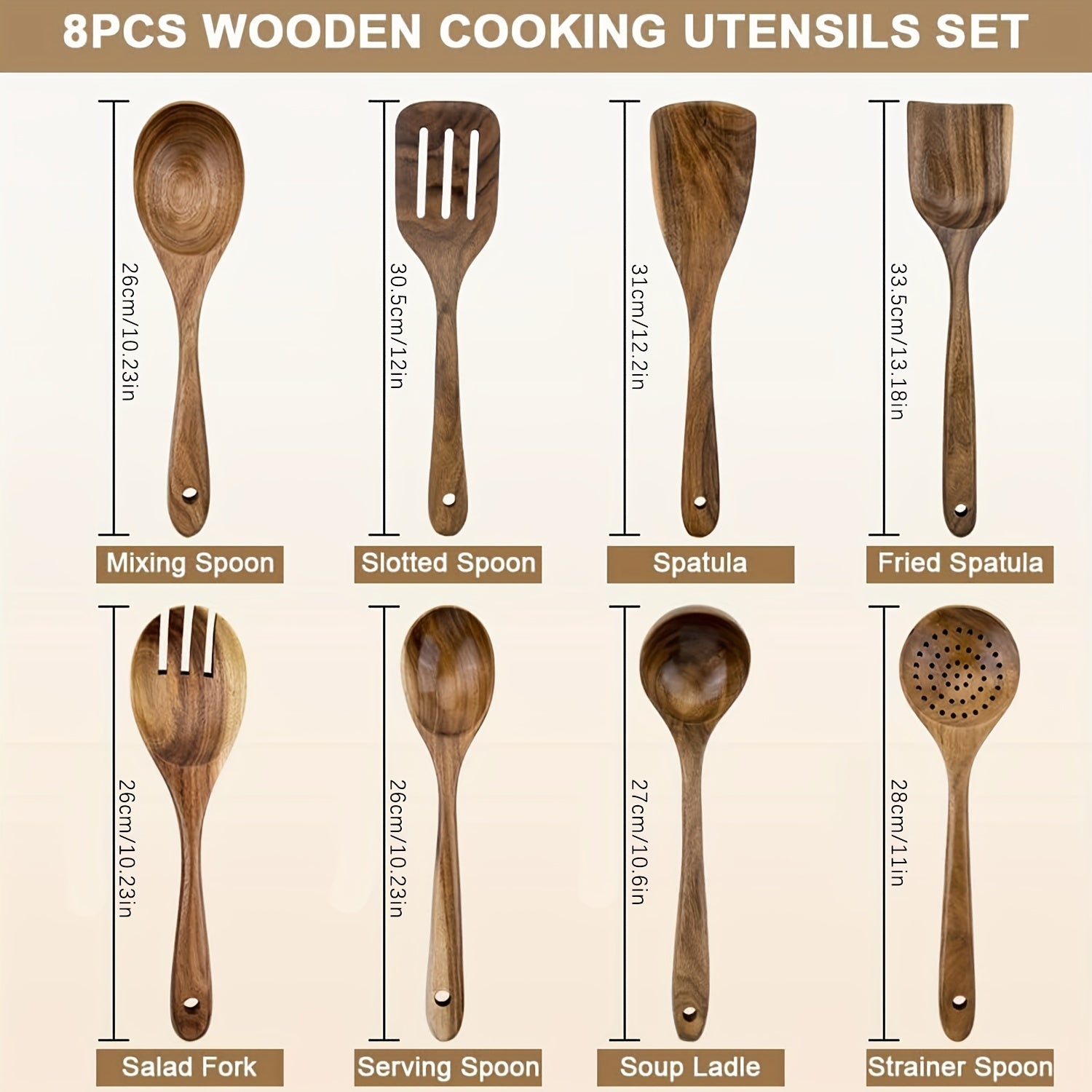 8-Piece Acacia Wood Kitchen Set – Stylish and Practical