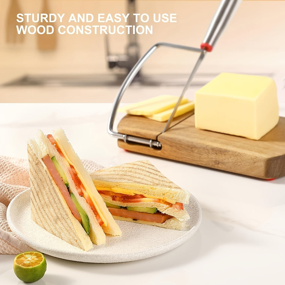 Artisan Acacia Cheese Slicer – Stainless Steel Blade on Elegant Wood Base