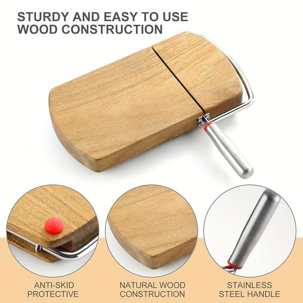 Artisan Acacia Cheese Slicer – Stainless Steel Blade on Elegant Wood Base